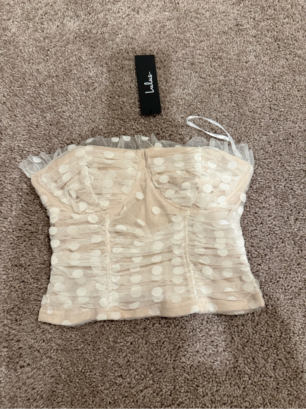 Lulu's Cream Polka Dot Bustier Tube Top